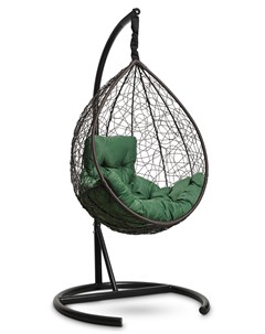 Подвесное кресло кокон sevilla comfort коричневое с зеленой подушкой коричневый 105x195x105 см L'aura
