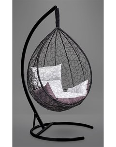 Подвесное кресло кокон sevilla elegant черное с шоколадной серой подушкой черный 110x195x110 см L'aura