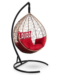 Подвесное кресло sevilla velour горячий шоколад с красной подушкой коричневый 110x195x110 см L'aura