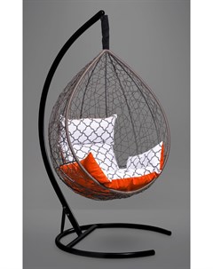 Подвесное кресло кокон sevilla elegant коричневое с оранжевой белой подушкой коричневый 110x195x110  L'aura