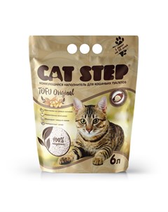 Наполнитель для кошачьего туалета Tofu Original комкующийся растительный 6л Cat step