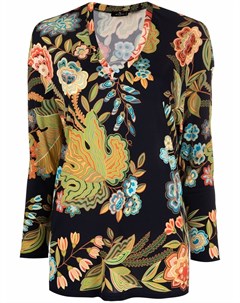 Блузка с V образным вырезом и цветочным принтом Etro