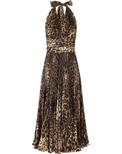 Плиссированное платье с леопардовым принтом Dolce&gabbana