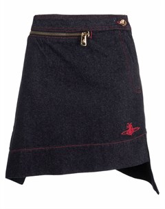 Джинсовая юбка асимметричного кроя с вышитым логотипом Vivienne westwood