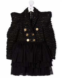 Полосатое платье с пайетками Balmain kids