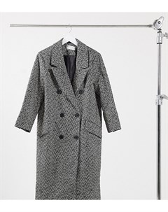 Монохромное пальто в винтажном стиле с узором в елочку ASOS DESIGN Petite Asos petite