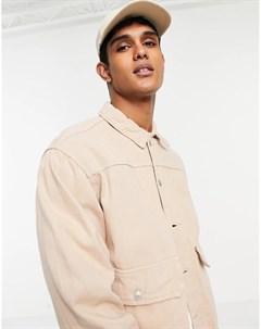 Светло бежевая джинсовая куртка с карманами Topman