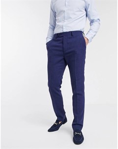 Синие брюки скинни с добавлением шерсти и узором гусиная лапка wedding Asos design