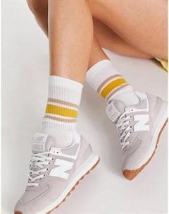 Кроссовки белого цвета и цвета сандалового дерева 574 New balance