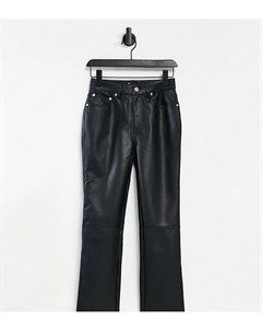 Черные прямые брюки в стиле 90 х из искусственной кожи с классической талией ASOS DESIGN Petite Asos petite