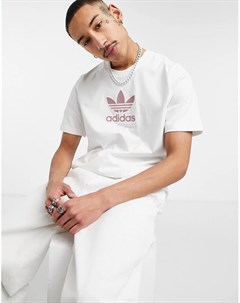 Белая футболка с логотипом трилистником Adidas originals