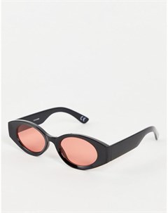 Солнцезащитные очки в черной овальной оправе средней величины с красными линзами Asos design