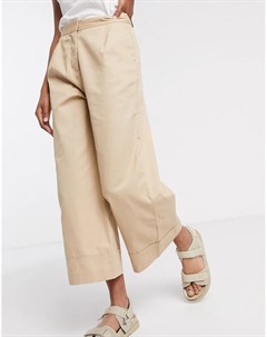 Бежевые брюки кюлоты из органического хлопка Femme Selected