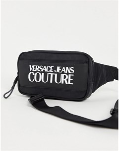 Черная сумка кошелек на пояс с логотипом Versace jeans couture