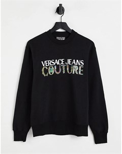 Черный свитшот с принтом логотипа в стиле барокко Versace jeans couture