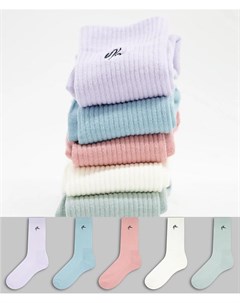 Набор из 5 пар разноцветных носков с вышивкой NLM New look