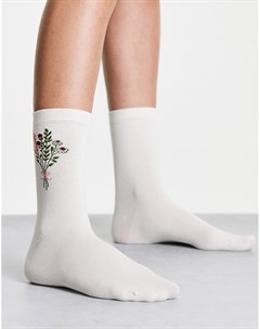 Белые носки из органического хлопка с жаккардовым цветочным принтом & other stories