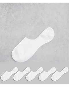 Набор из 5 пар белых невидимых носков с нескользящей лентой Asos design