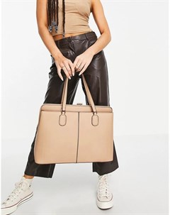 Серо коричневая уплотненная сумка на плечо для ноутбука Harriet Forever new