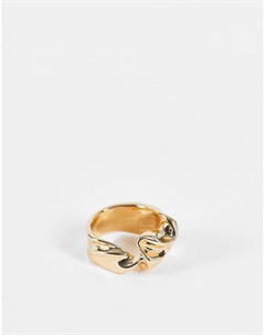 Массивное волнистое кольцо серебристого цвета Rosa Weekday
