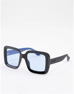 Черные солнцезащитные очки с голубыми квадратными линзами Geriba Havaianas