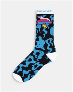 Синие носки с психоделическим рисунком и логотипом RIPNDIP Rip n dip