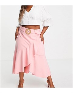 Ярусная юбка мидакси розового цвета от комплекта Forever new curve