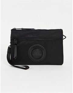 Черная сумка кошелек с прорезиненным логотипом Versace jeans couture