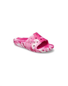Розовые классические шлепанцы с мраморным принтом Crocs