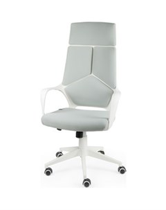 Кресло офисное IQ white grey белый пластик серая ткань Norden