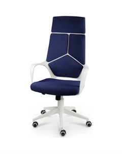 Кресло офисное IQ белый пластик темно синяя ткань Norden