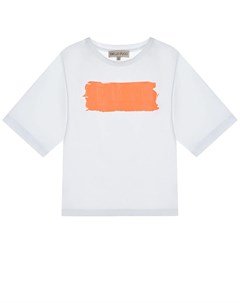 Белая футболка с оранжевой полосой Emilio pucci