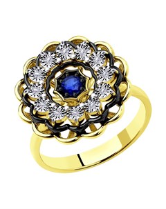 Кольцо из комбинированного золота с бриллиантами и сапфиром Sokolov diamonds