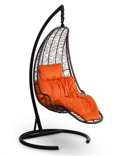 Подвесное кресло кокон luna черное с оранжевой подушкой черный 110x195x110 см L'aura