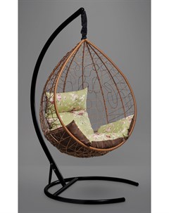 Подвесное кресло кокон sevilla elegant горячий шоколад с коричневой зеленой подушкой коричневый 110x L'aura