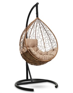 Подвесное кресло кокон sevilla comfort горячий шоколад с бежевой подушкой коричневый 105x195x105 см L'aura