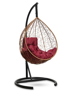 Подвесное кресло кокон sevilla comfort горячий шоколад с бордовой подушкой коричневый 105x195x105 см L'aura