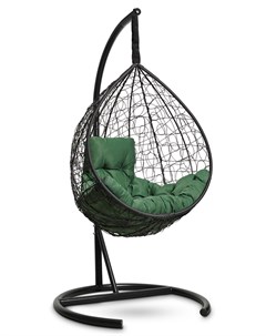 Подвесное кресло кокон sevilla comfort черное с зеленой подушкой черный 105x195x105 см L'aura