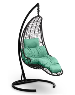 Подвесное кресло кокон luna черное с зеленой подушкой черный 110x195x110 см L'aura
