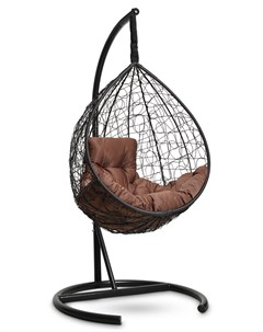 Подвесное кресло кокон sevilla comfort черное с коричневой подушкой черный 105x195x105 см L'aura