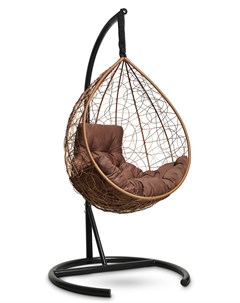 Подвесное кресло кокон sevilla comfort горячий шоколад с коричневой подушкой коричневый 105x195x105  L'aura