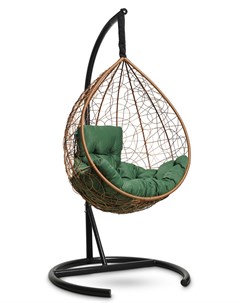 Подвесное кресло кокон sevilla comfort горячий шоколад с зеленой подушкой коричневый 105x195x105 см L'aura