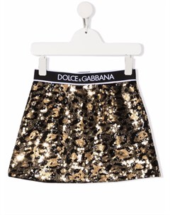 Юбка с пайетками и логотипом Dolce & gabbana kids