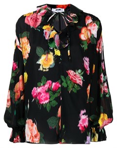 Блузка с оборками и цветочным принтом Msgm