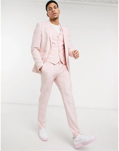 Пастельно розовые зауженные брюки со штрихованным узором Wedding Asos design