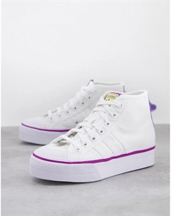 Белые высокие кроссовки на платформе Nizza Adidas originals
