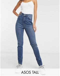 Темные узкие джинсы в винтажном стиле с завышенной талией ASOS DESIGN Tall Hourglass Asos tall