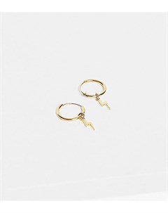 Золотистые серьги кольца с подвесками в виде маленьких молний Orelia