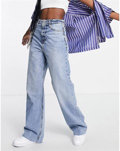 Свободные джинсы с широкими штанинами и завышенной талией из слегка выбеленного денима River island