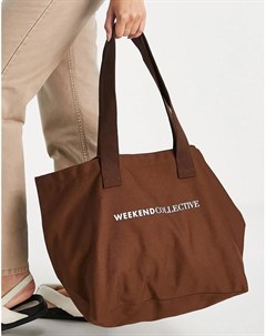 Парусиновая сумка тоут коричневого цвета ASOS Weekend Collective Asos design